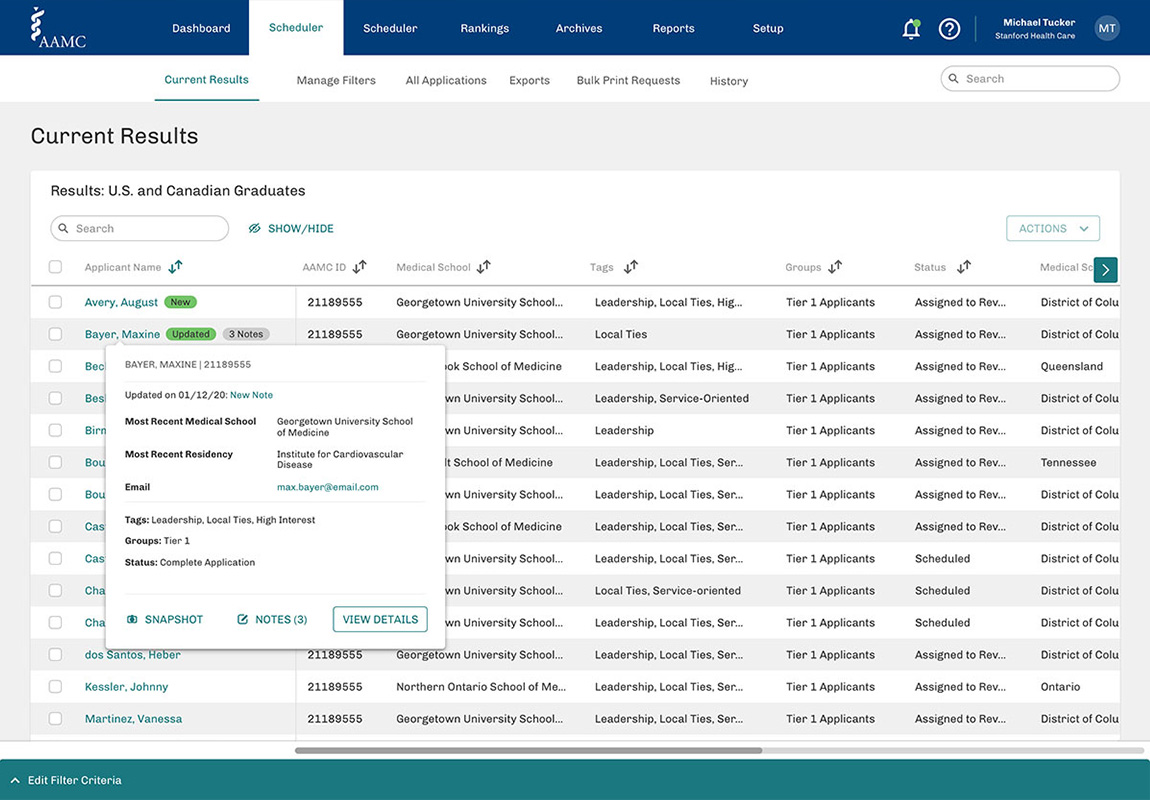 Electronic Residency Application Tool for AAMC